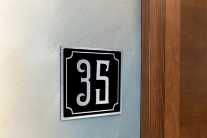 Contemporary Brushed Metal and Black Door Sign AD102-BSB