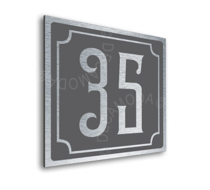 Contemporary Brushed Metal and Black Door Sign AD102-BSB