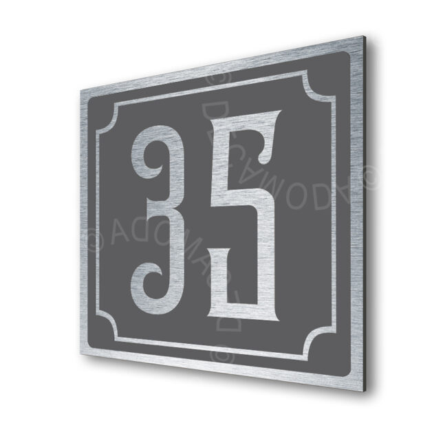 Classic-Address-Sign-Silver-Grey-AD102_1 Contemporary Brushed Metal and Gray Door Number Sign AD102-BSG