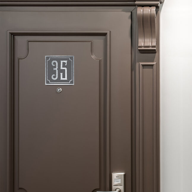 Classic-Address-Sign-Silver-Grey-AD102_2 Contemporary Brushed Metal and Black Door Sign AD102-BSB