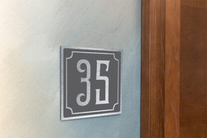 Contemporary Brushed Metal and Black Door Sign AD102-BSB