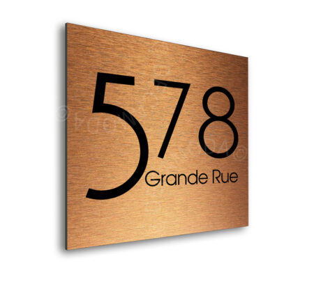 Contemporary Brushed Copper Address Sign AD103-BC