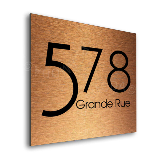 Contemporary Brushed Copper Address Sign AD103-BC
