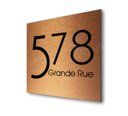 Contemporary Brushed Copper Address Sign AD103-BC