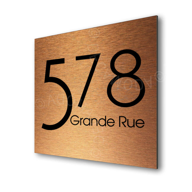 Contemporary-Address-Sign-Brushed-Copper-AD103_1 Contemporary Brushed Copper Address Sign AD103-BC