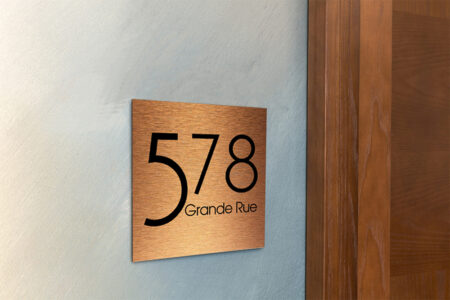 Contemporary Brushed Copper Address Sign AD103-BC