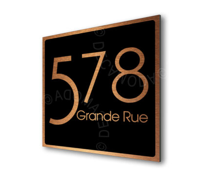 Contemporary Brushed Copper and Black Address Sign AD103-BCB