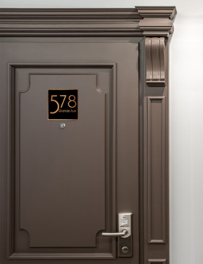 Contemporary Brushed Copper and Black Address Sign AD103-BCB