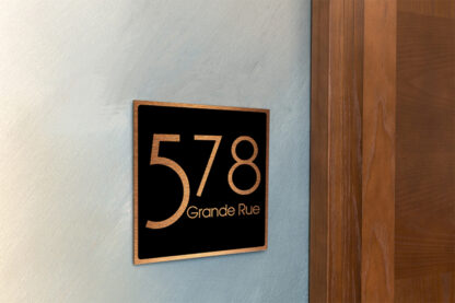 Contemporary Brushed Copper and Black Address Sign AD103-BCB