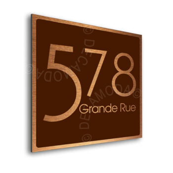 Contemporary Brushed Copper and Brown Address Sign AD103-BCBR