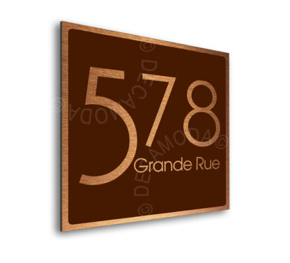 Contemporary Brushed Copper and Brown Address Sign AD103-BCBR