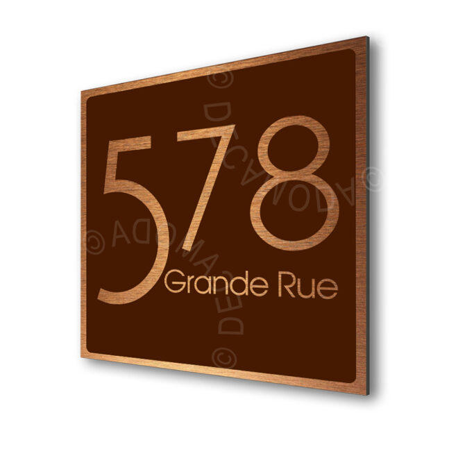 Contemporary-Address-Sign-Brushed-Copper-Brown-AD103_1 Contemporary Brushed Gold and Brown Address Sign AD103-BGBR