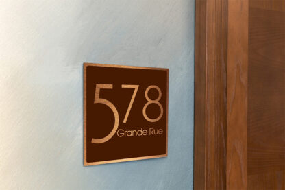 Contemporary Brushed Copper and Brown Address Sign AD103-BCBR