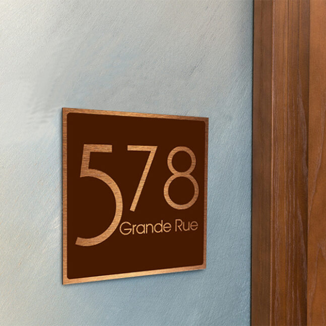 Contemporary-Address-Sign-Brushed-Copper-Brown-AD103_3 Contemporary Brushed Copper and Brown Address Sign AD103-BCBR