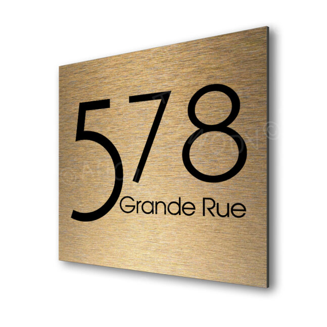 Contemporary-Address-Sign-Brushed-Gold-AD103_1 Contemporary Brushed Gold Address Sign AD103-BG