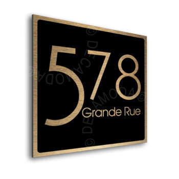 Contemporary Brushed Gold and Black Address Sign AD103-BGB