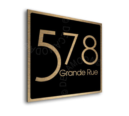 Contemporary Brushed Gold and Black Address Sign AD103-BGB