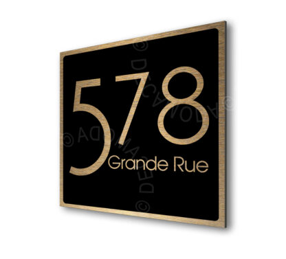 Contemporary Brushed Gold and Black Address Sign AD103-BGB