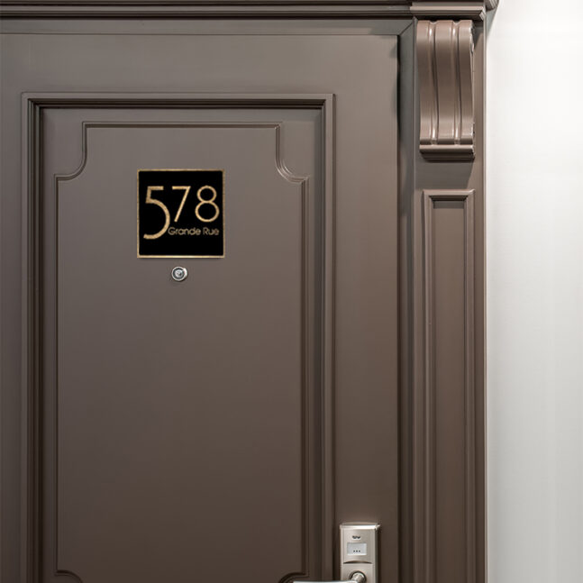 Contemporary-Address-Sign-Brushed-Gold-Black-AD103_2 Contemporary Brushed Gold and Black Address Sign AD103-BGB