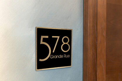 Contemporary Brushed Gold and Black Address Sign AD103-BGB