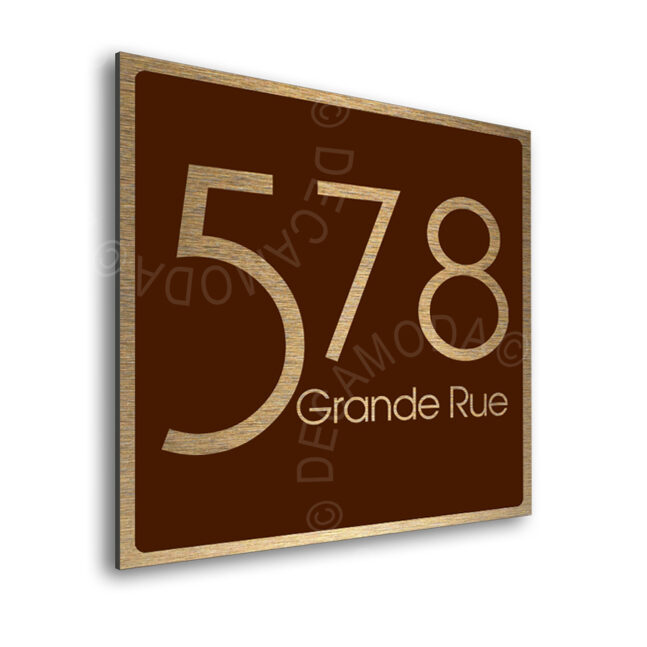 Contemporary Brushed Gold and Brown Address Sign AD103-BGBR