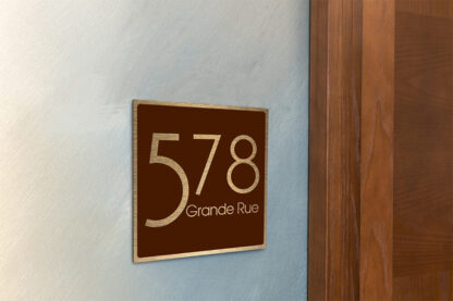 Contemporary Brushed Gold and Brown Address Sign AD103-BGBR