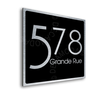 Contemporary Brushed Metal and Black Address Sign AD103-BSB
