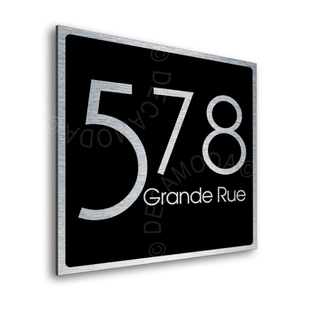 Contemporary Brushed Metal and Black Address Sign AD103-BSB