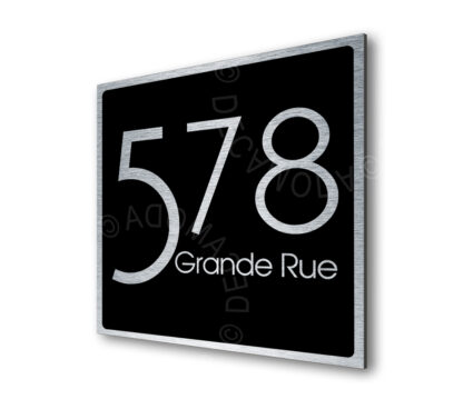 Contemporary Brushed Metal and Black Address Sign AD103-BSB