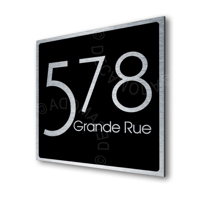 Contemporary-Address-Sign-Brushed-Silver-Black-AD103_1 Contemporary Brushed Metal and Black Address Sign AD103-BSB