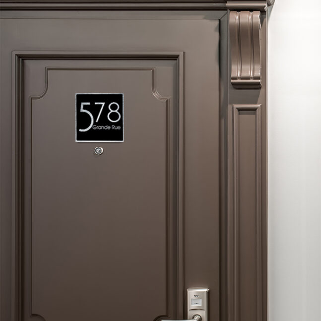 Contemporary-Address-Sign-Brushed-Silver-Black-AD103_2 Contemporary Brushed Metal and Black Address Sign AD103-BSB