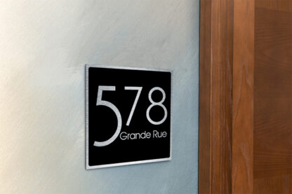 Contemporary Brushed Metal and Black Address Sign AD103-BSB