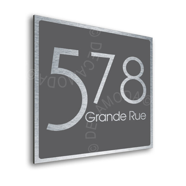Contemporary Brushed Metal and Gray Address Sign AD103-BSG