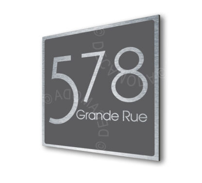 Contemporary Brushed Metal and Gray Address Sign AD103-BSG