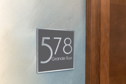 Contemporary Brushed Metal and Gray Address Sign AD103-BSG