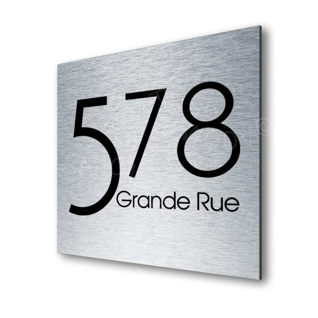 Contemporary-Address-Sign-Brushed-Sliver-AD103_1 Contemporary Brushed Metal Address Sign AD103-BS