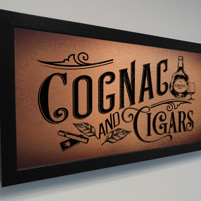 Cognac and Cigars Signs Personalized Cocktail Bar Sign