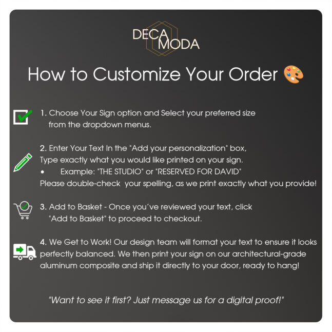 DecaModa.com - How to Customize your Signs DecaModa Signs - Custom Signage