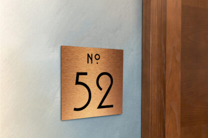 Contemporary Brushed Copper Door Number Sign AD107-BC