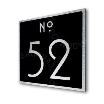 Contemporary Brushed Metal and Black Door Number Sign AD107-BSB