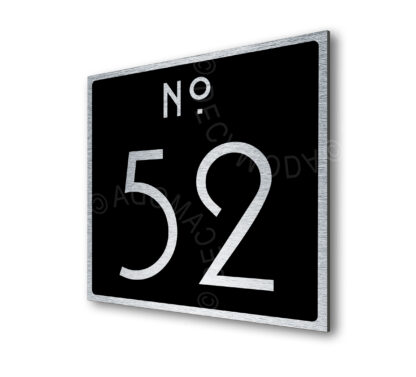 Contemporary Brushed Metal and Black Door Number Sign AD107-BSB
