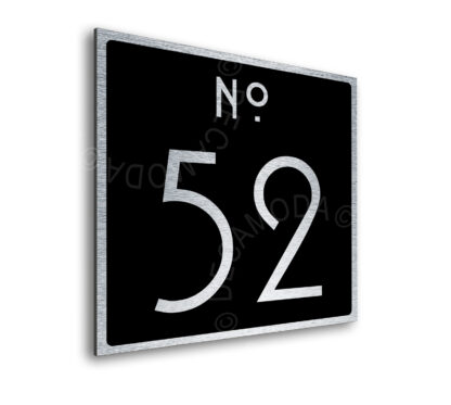 Contemporary Brushed Metal and Black Door Number Sign AD107-BSB