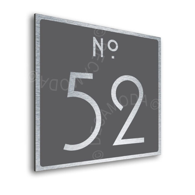 DOOR-SIGN-AD107--5_2 Contemporary Brushed Metal and Gray Door Number Sign AD107-BSG