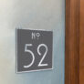 Contemporary Brushed Metal and Gray Door Number Sign AD107-BSG