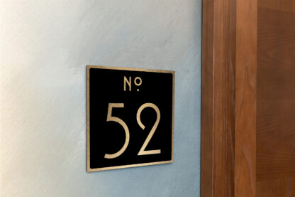 Contemporary Brushed Gold and Black Door Number Sign AD107-BGB