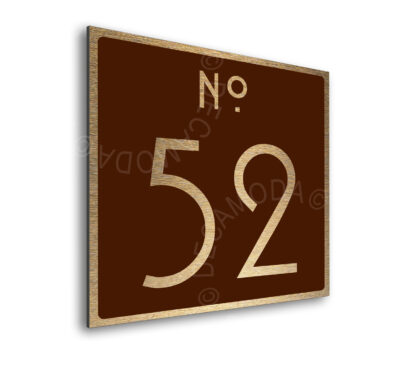 Contemporary Brushed Gold and Brown Door Number Sign AD107-BGBR