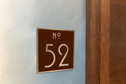 Contemporary Brushed Gold and Brown Door Number Sign AD107-BGBR