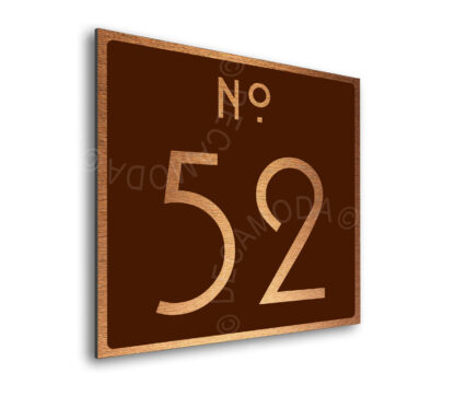 Contemporary Brushed Copper and Brown Door Number Sign AD107-BCBR