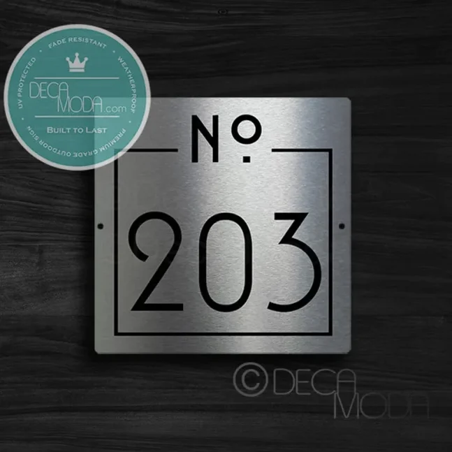 Contemporary Brushed Metal Door Number Sign AD119-BS