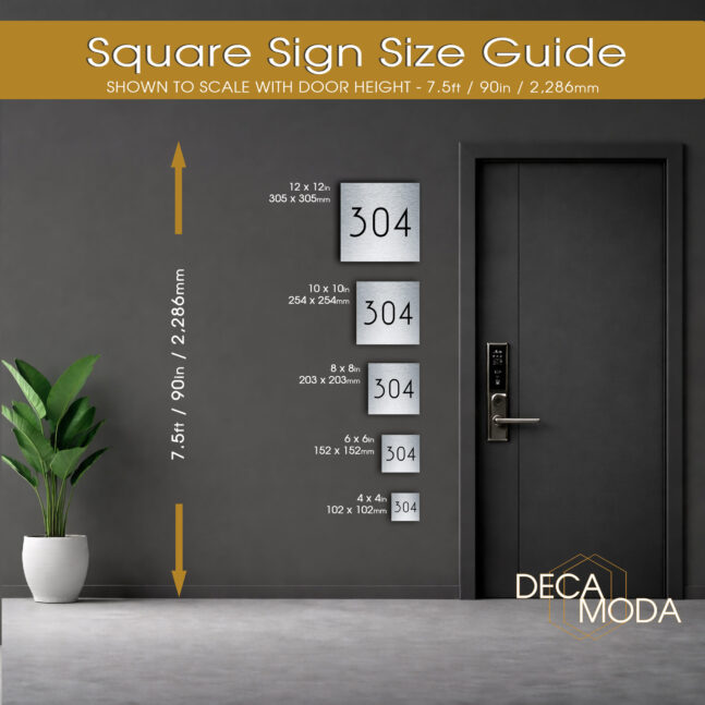 DecaModa Signs Size Guide Hotel room Number Sign Size Guide